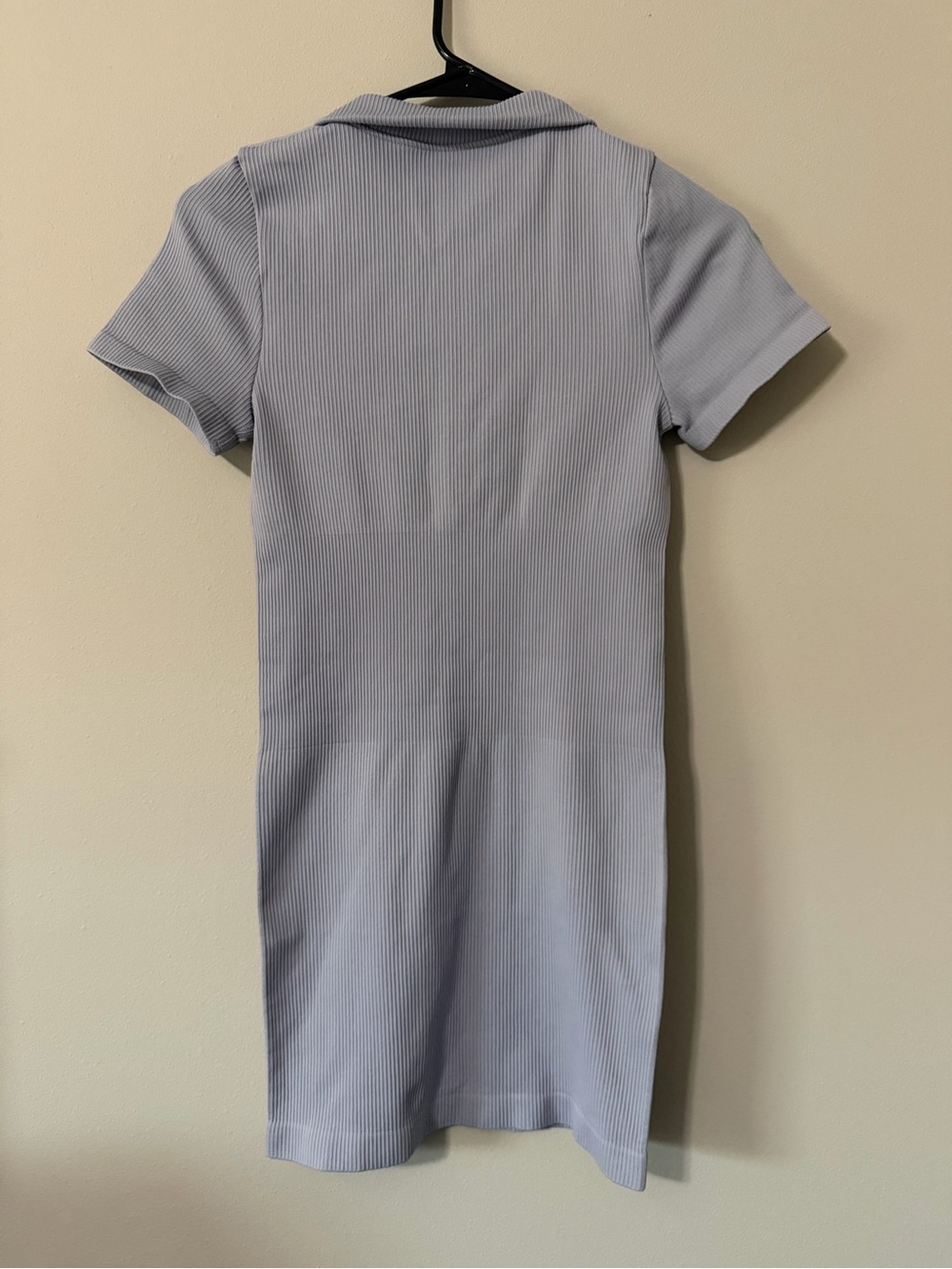 OQQ Ribbed Zip-Front Mini Dress in Light Blue Size M Bodycon Athleisure - Picture 6 of 6